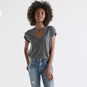 Lucky Brand Burnout Choker v-neck tee